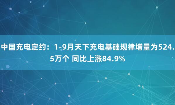 中国充电定约：1-9月天下充电基础规律增量为524.5万个 同比上涨84.9%